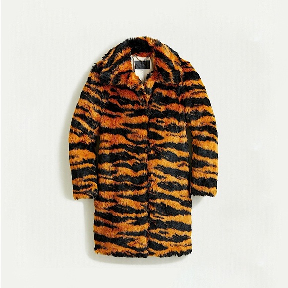 J. Crew Collection Tiger Faux Fur Coat in Caramel Black - Picture 16 of 16